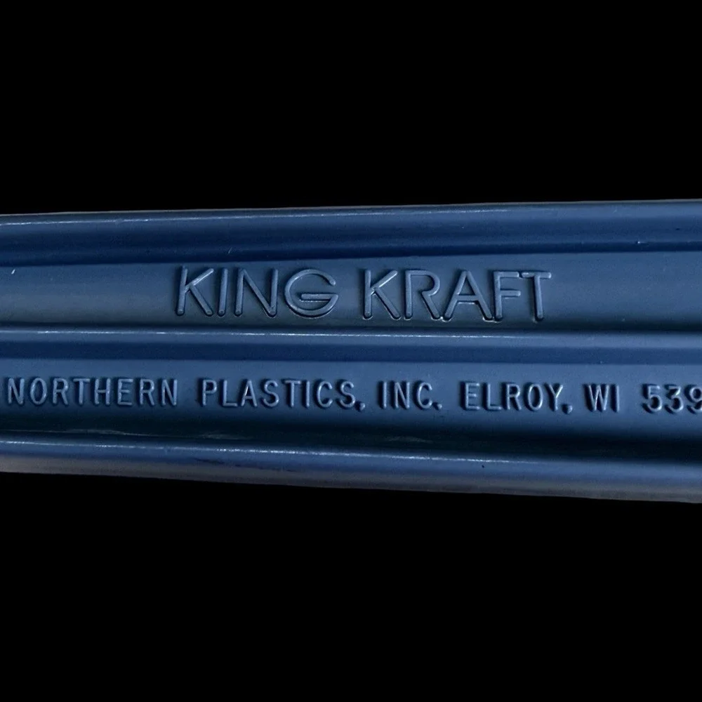 Vintage King-Kraft Blue Slotted Spatula 1960s USA Made‎ Retro Plastic Kitchen